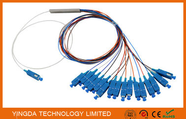 kopen  0.9mm de Vezel Optische PLC van de Staalbuis Splitser 1X16 G657A1 1.5m 0.9mm met de Schakelaar van Sc UPC online vervaardiging