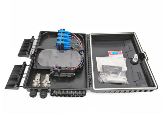 kopen FTTH Openluchtip65 Pool zet Doos van de Vezel de Optische Splitser voor Dalingskabel 2x3mm op Zwart Sc online vervaardiging