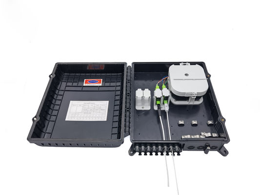 kopen 16Ports Outdoor Optical Distribution Box Black With Sc Adapters Plate For  2x3mm Flat Drop Cable Outlets PC ABS Material online vervaardiging