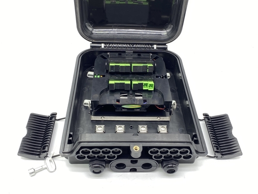kopen China Fabrieksleverancier 16 poorten FTTH Fiber Splitter Distributie Doos Wall Mount Buiten IP65 Zwart online vervaardiging
