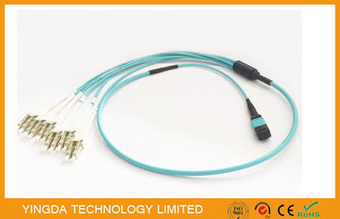 kopen 100G de Kabel van OM3-300 QSFP MTP MPO met 6 x LC Duplexuniboot Schakelaar Aqua online vervaardiging