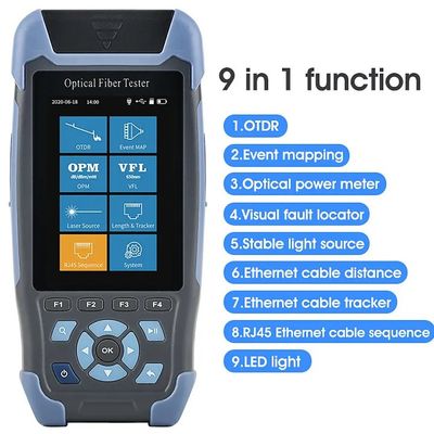1310/1550nm SM Testbereik 5m-60Km Mini OTDR 9 in 1 Tester met APC UPC SC/FC/ST/LC Adapter