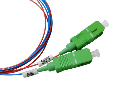 FBT-splitter met glasvezel 1: 2 5% 95% verhouding dubbele venstercoupler hoge stabiliteit en betrouwbaarheid nauwkeurige koppeling voor FTTH
