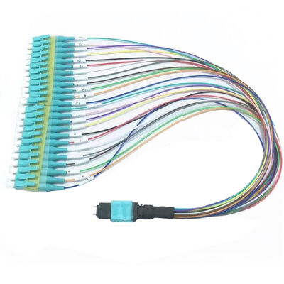 MPO Harness Cable 12 vezels fanout LC PC gekleurde pigtails MM OM3 MM 8F 12F 24F LSZH MPO MTP Fiber Optic Patch Cord